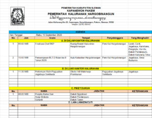 Agenda Kegiatan Kalurahan Hargobinangun