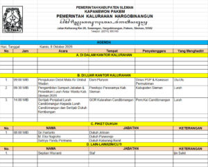 Agenda Kegiatan Kalurahan Hargobinangun